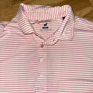 Horn Legend Pink White Stripe Polo Performance Luxury‎ Size Large